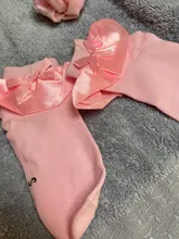 Calcetines con tutú de princesa para niños y niñas, cinta de lazo anudado de seda, de encaje con volantes, tobilleros de algodón para fotografía