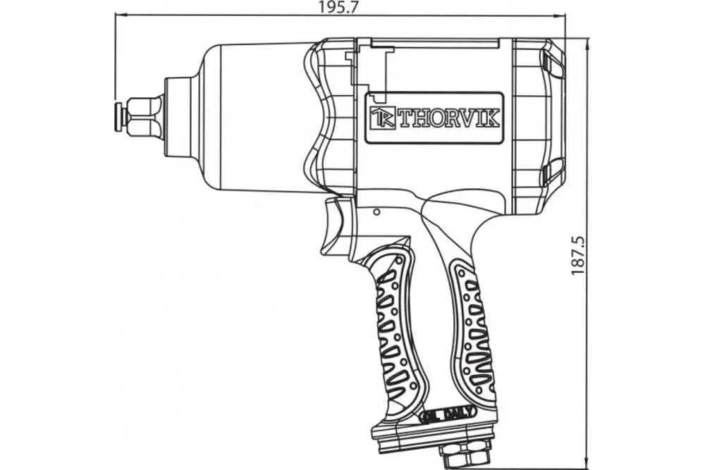 Гайковерт Thorvik AIW1268 ударный пневматический, композитный корпус, 1/2"DR 7500 об/мин, 680 Нм