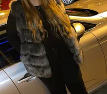 Nueva Llegada 2017 Chaleco de Piel Abrigo de Invierno Caliente Mujeres de La Moda de Importación de alto Grado de Imitación de Piel de Zorro Abrigo De Piel Largo Chaleco Más Tamaño: S-XXXXL