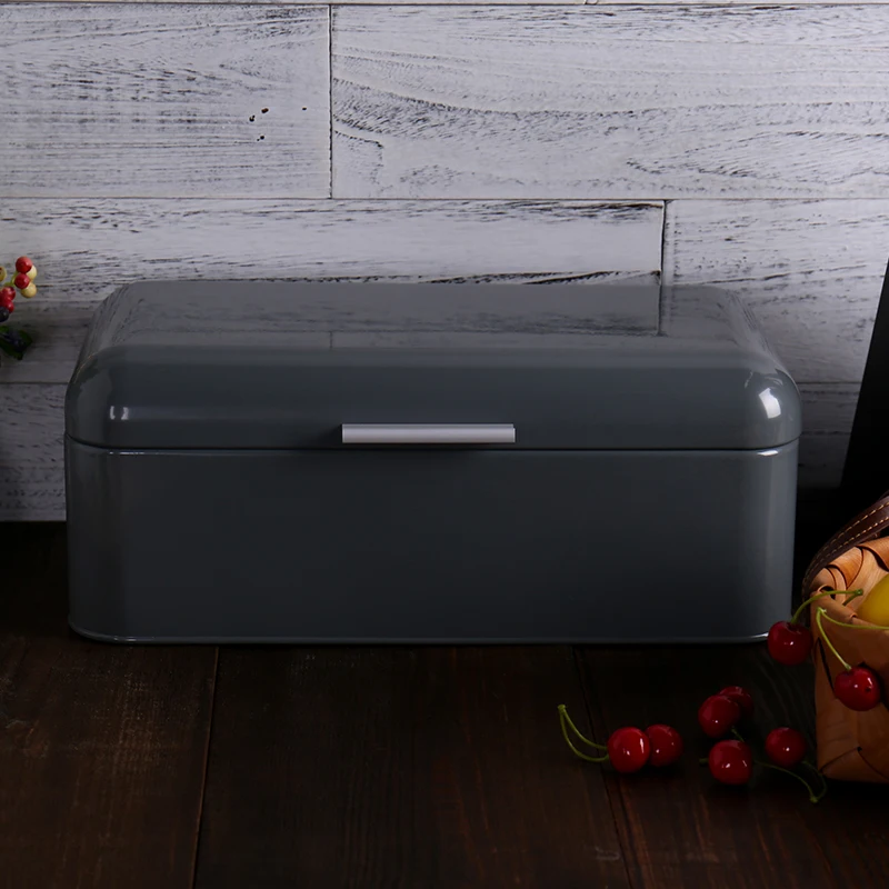 

Metal Bread Box Food Containers Old Fashion Kitchen Storage Box Large Gray Bread Bins