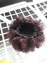 DIFEI Puff Afro rizado moño Peluca de cola de caballo de Afro corto rizado cola de caballo en el Clip moño de pelo sintético piezas de cabello