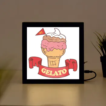 

Delicious ice cream handcrafted Wooden Light Box Sign for Home, Restaurant, Coffee Shop Business Signage