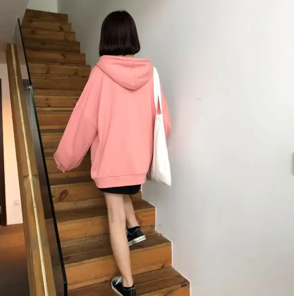Harajuku Базовая толстовка осень зима толстовка Корейская версия бархатные флисовые толстовки для женщин