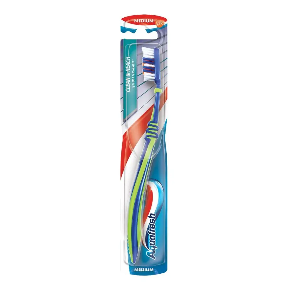 Aquafresh Аквафреш Clean and Reach, зубная щетка, зеленая