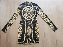 Mono Sexy con cuello de tortuga para mujer, traje delgado de manga larga, pantalones cortos de motorista de una pieza, estampado Vintage, 2020