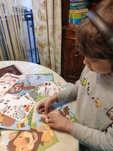 Pegatinas de rompecabezas para niños, juegos de rompecabezas de princesa de cara a cara, dinosaurio de ensamblaje, juguete educativo de entrenamiento de reconocimiento