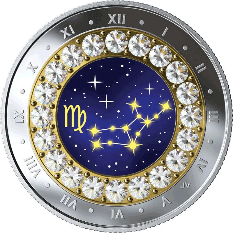 Дева Зодиак Swarovski Кристалл Серебряная монета 5$ Канада