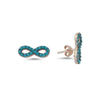 

Angemiel 925 Silver Nano Turquoise Cubic Zirconia Infinity Earrings-Rose Gold Plated