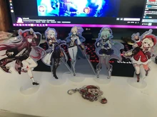 Genshin-figura de Anime de impacto Diluc Venti Klee Keqing Qiqi, soporte acrílico, modelo de placa, decoración de escritorio, señal de pie, llavero de ventilador, regalos