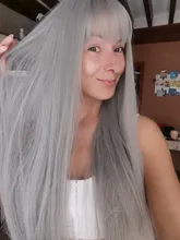 GEMMA Cosplay largo negro recto pelucas sintéticas con flequillo para las mujeres de África americano Lolita de diario fiesta resistente al calor de fibra