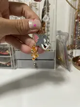 Pendientes con diseño de gato y ratón para mujer, aretes largos y salvajes con Clips para las orejas, joyería sencilla