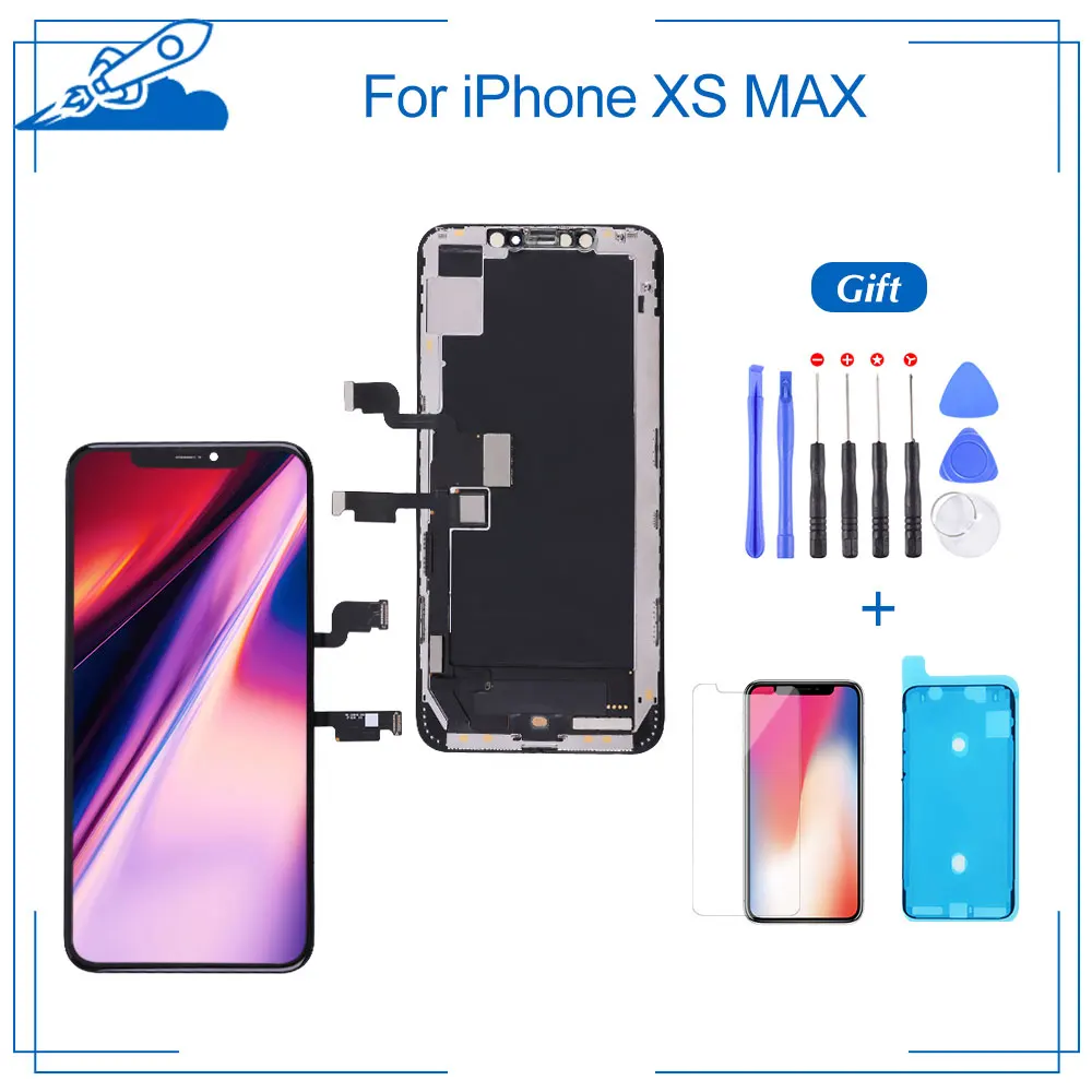 For iPhone XS MAX A1921 A2101 A2104 A2104 LCD Touch Screen Display Digitizer Assembly Replacement Parts With Frame Free And Gift