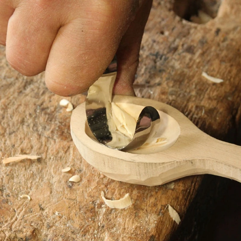 Spoon cutter right, small, NAREX Veiner Carving knife for spoon making for making spoons, troughs, balls, dimples in the wood