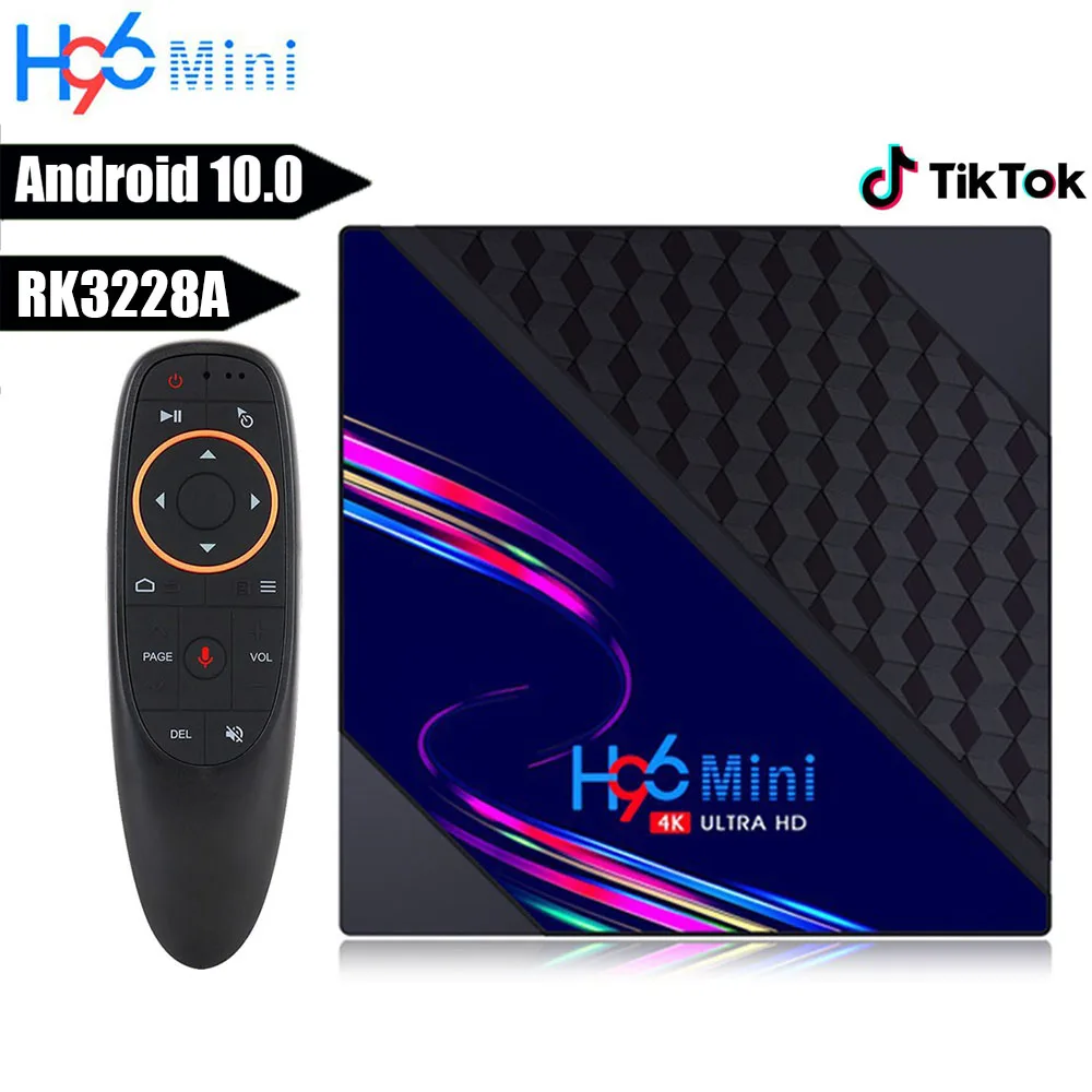 

Android10 Smart TV Box H96 Mini V8 Rockchip RK3228A Android 10 1080P 4K Media Player 2.4G Wifi Google TikTok Youtube Set Top Box