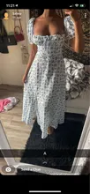 NewAsia-vestido con estampado Floral para mujer, cuello cuadrado, manga abombada, cordón lateral Maxi, trajes informales elegantes para fiesta