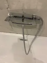 Bathroom Tub Faucet Single Handle Waterfall Spout Mixer Tap with Hand Shower Wall Mounted