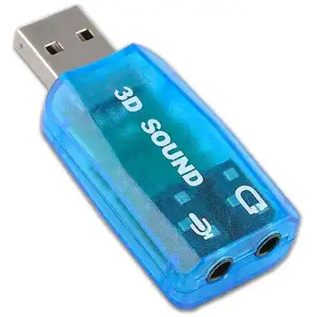 

External USB Sound Card Adapter with 3.5mm Jack Microphone Mic Input Virtual 3D 5.1 Audio Output Stereo for PC Laptop