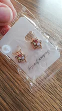 Pendientes de Clip de estrella de lujo para mujer, aretes de diamantes de imitación coloridos, de cristal dorado, sin agujero, para boda y niños