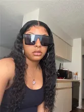 Miss-pelucas de cabello humano brasileño para mujeres negras, sin pegamento, ondas profundas rizadas, 13x4, con encaje Frontal, Frontal suizo, mojado y ondulado