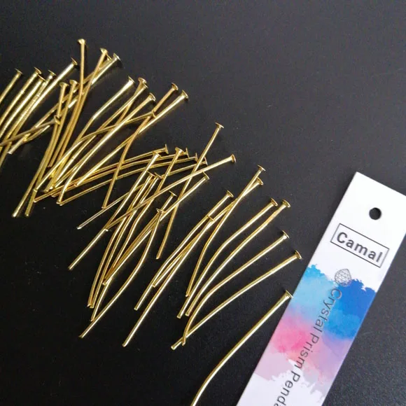 100pcs 1.37" 35mm Gold Straight Pins Connector Part Connecting Hanging Prism Crystal Bead Pendant Chandelier Lighting