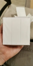 Aqara-Interruptor de luz inteligente para el hogar, switch de triple botón con control remoto inalambrico, clave, cable de fuego neutro y conectividad ZiGBee con aplicación Smart home para Mijia