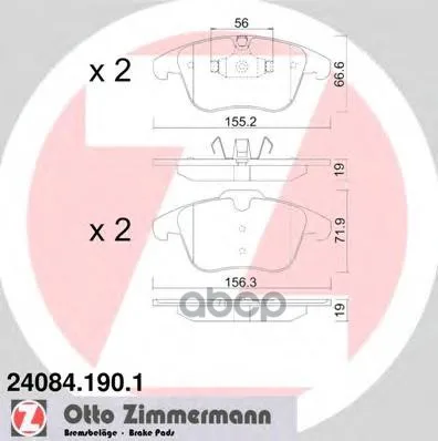 Колодки Тормозные Дисковые Zimmermann арт. 24084.190.1