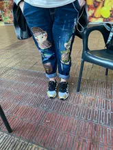 Pantalones vaqueros de tela vaquera estampada con flores para mujer, vaqueros de cintura alta con bolsillos para mamá, Vaqueros rectos ajustados, ropa femenina informal de verano