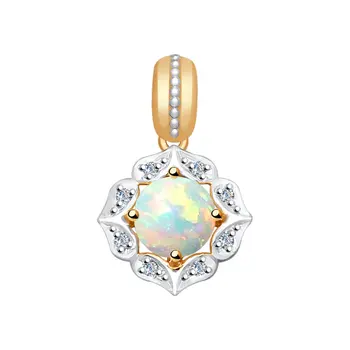 

Sokolov gold pendant with diamonds and Opal, fashion jewelry, 585, women's male, pendants for neck women