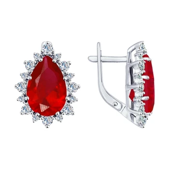 

Earrings made of silver with Ruby Sint. And cubic zirconia