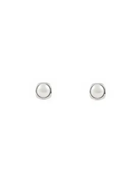 

Earrings Bebe or Girl White Gold square with Pearl (9kts)