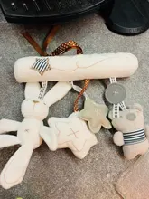 Cama colgante musical para bebé recién nacido, decoración de dormitorio, asiento de seguridad, cochecito de felpa, accesorios de regalo, pelo bonito, estrella de conejo