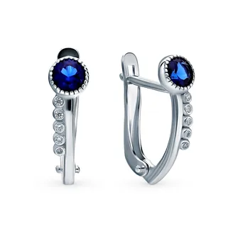 

Silver earrings with sapphires and cubic zirconia sunlight sample 925