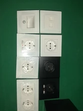 Coswall-Panel de alimentación de vidrio templado para pared, enchufe con conexión a tierra 16A, enchufe europeo, ruso, España, con cerradura protectora para niños