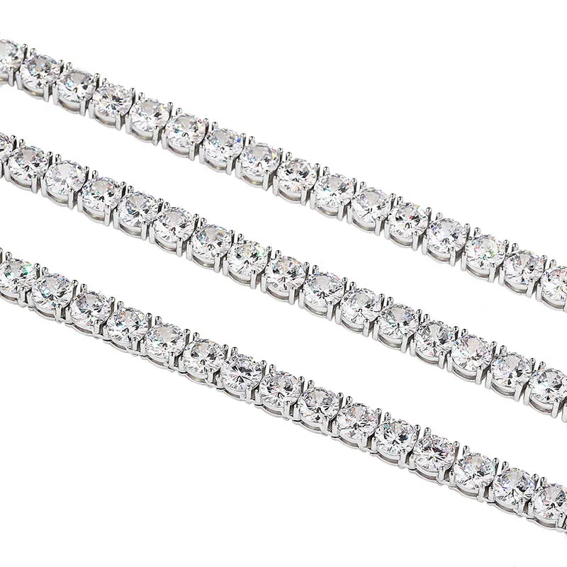 Мужские 6 мм Bling хип хоп Iced Out с инкрустацией AAA CZ камень 925 стерлингового серебра теннисная цепочка