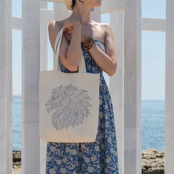 

Angemiel Bag Vectör Drawing King Lion Shopping Beach Tote Bag