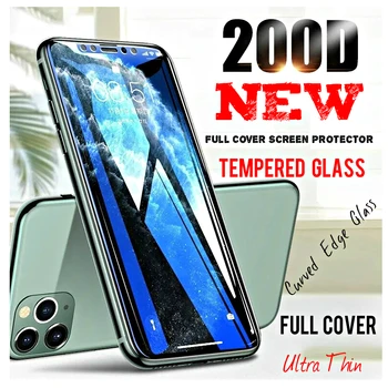 

200D Curved Edge Protective Tempered Glass On The For iPhone 6S 6 7 8 Plus X XS Glass XR 11Pro Xs Max Screen Protector Film Case