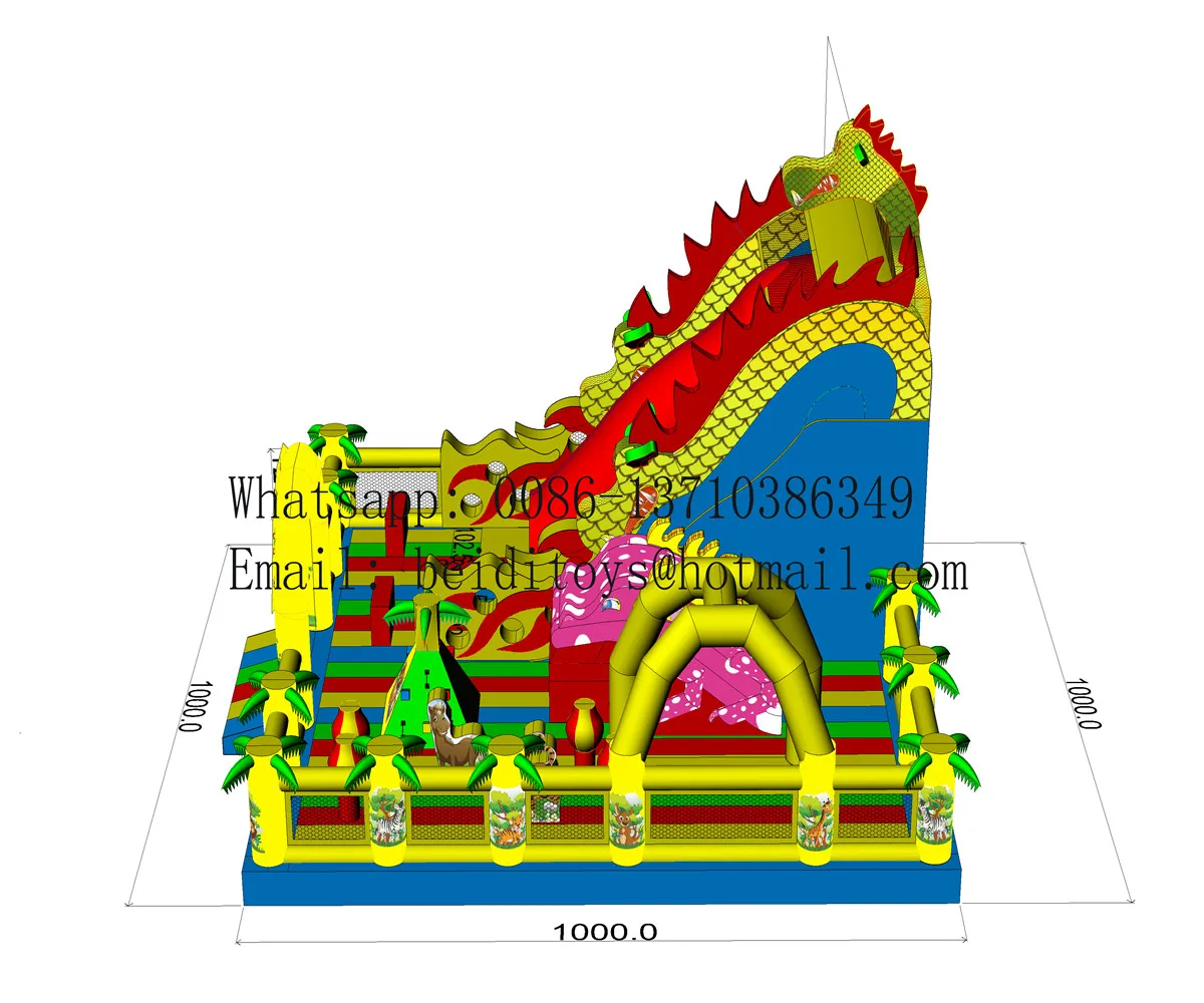 Hot selling new children adult new dinosaur animal inflatable slide castle room combination amusement equipment OEM