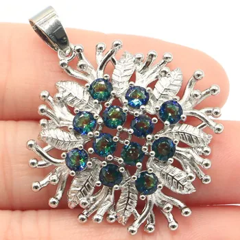 

43x33mm Popular Style Created Fire Rainbow Mystic Topaz High Quality Luxury Daily Wear Silver Pendant