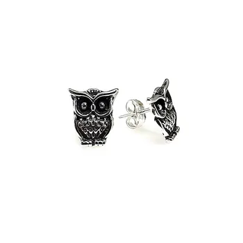 

925 Sterling silver earrings m rusty owl 10mm. [AB1615]