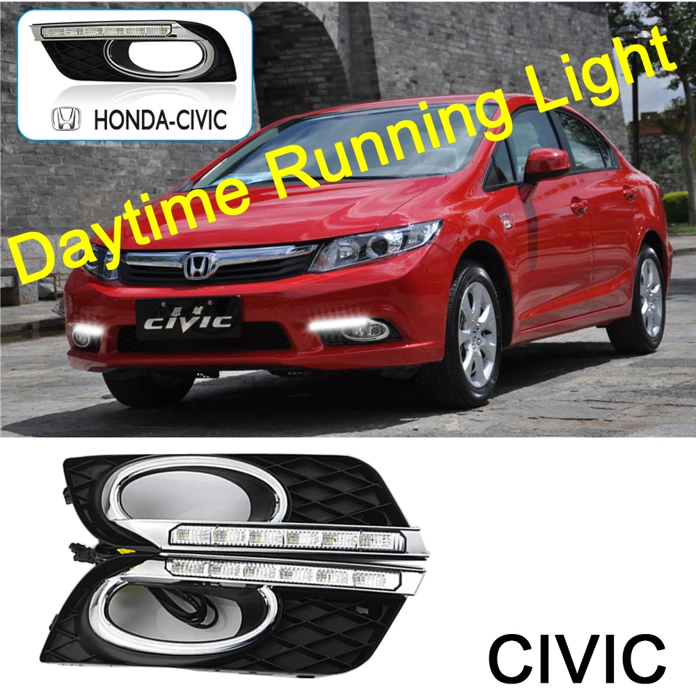 ECAHAYAKU 12 В DRL светодиодный головной светильник для вождения, дневной ходовой светильник для Honda Civic 2012 2013 светодиодный противотуманный фонарь, релейный автомобильный Стайлинг