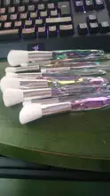 Juego de brochas de maquillaje para mujer, kit de brochas de maquillaje con mango de cristal, pelo sintético, 10 Uds.