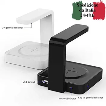 

UV lamp sterilizing smartphone and objects typically wireless charging