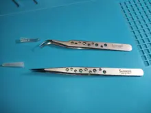 Pinzas electrónicas industriales antiestáticas ESD, Punta rectas y curvadas, pinzas de acero inoxidable de precisión, herramienta manual de reparación para teléfono SMD