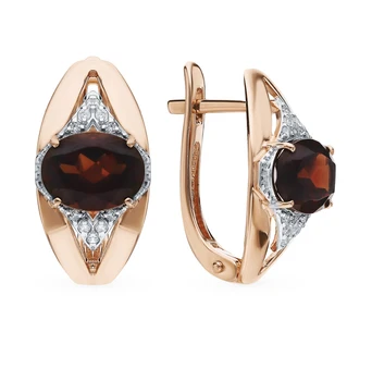 

Gold earrings with cubic zirconia and Garnet sunlight sample 585