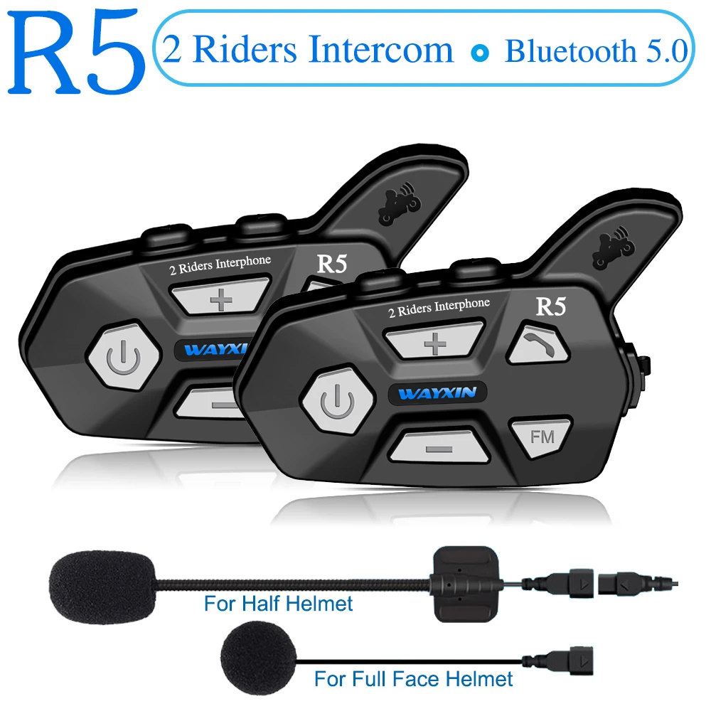 WAYXIN 2 шт. Bluetooth Интерком всадника FM мотоциклетный Шлем 1000 м мото домофон шлем