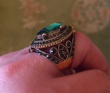 Kinel de lujo anillo para las mujeres aspecto Vintage AAA verde de cristal de la joyería de Boho de Color oro encanto étnico anillo de boda