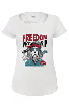 

Angemiel Wear Freedom Lion Cotton White Women 'S T-Shirt