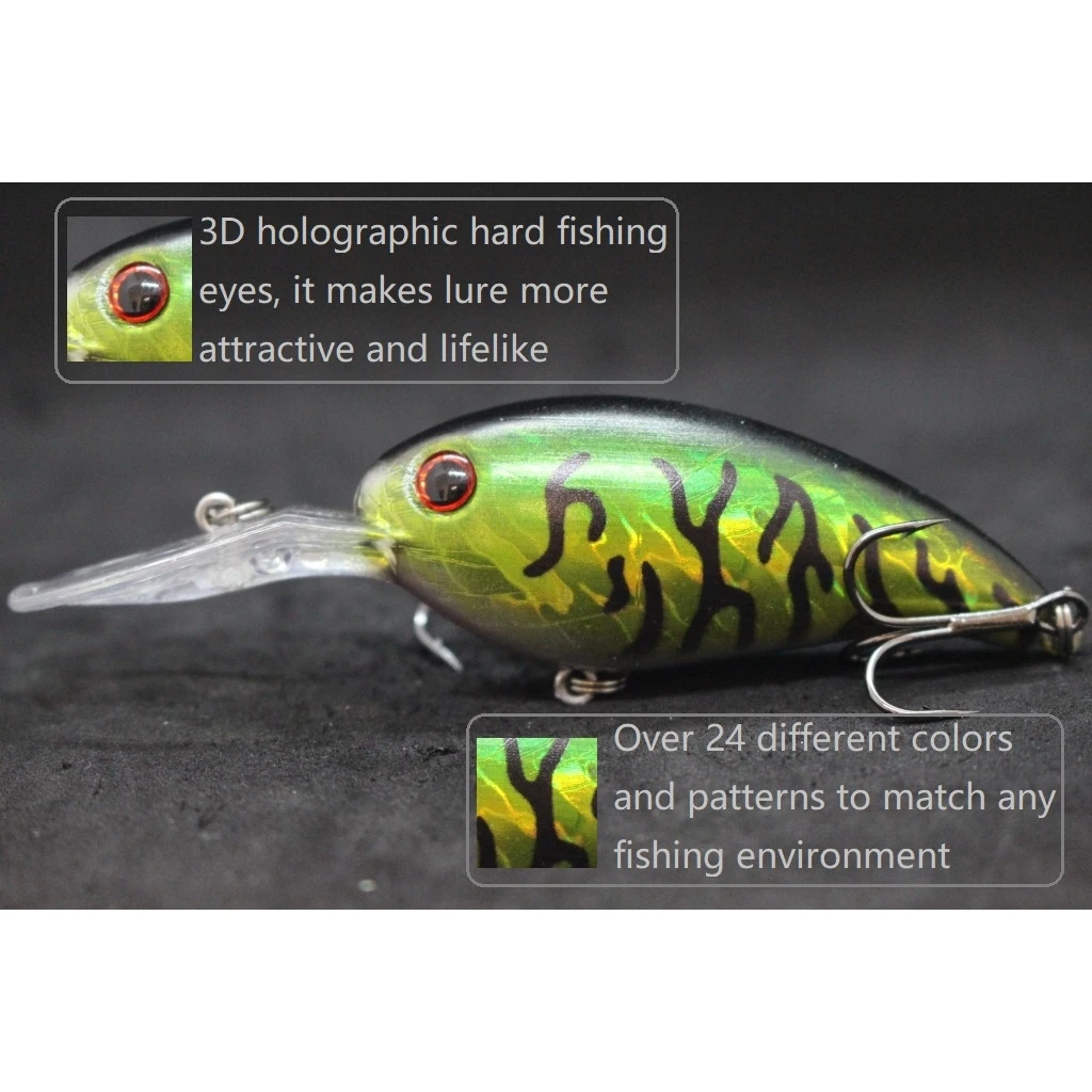 wLure Crankbait Fishing Lure 10cm 15g Deep Diving Wild Wobble 2 #4 Black Nickle Hooks Over 20 Colors ABS Construction C55