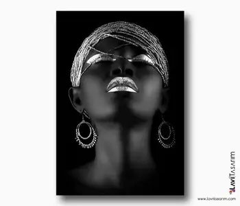 

Silver African Woman Canvas Painting-Home Picture Frames Wall Photo Frame Wooden Canvas Frame