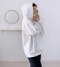 Loose Pullover Hoodies Long-Sleeve Harajuku Blue Green Women Tops Solid Casual Velvet